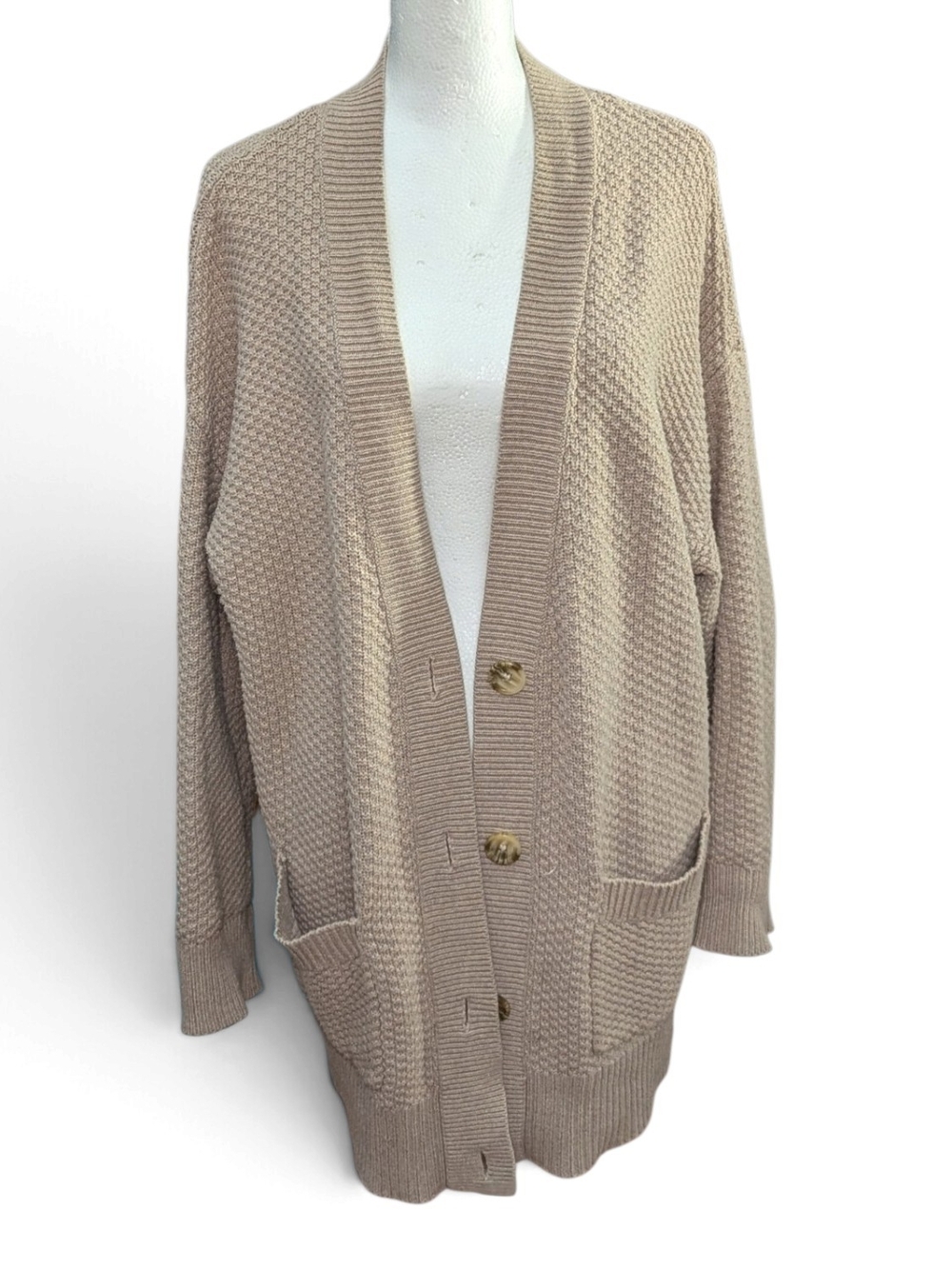 Aerie Waffle Knit Oversized Varsity Cardigan Medium